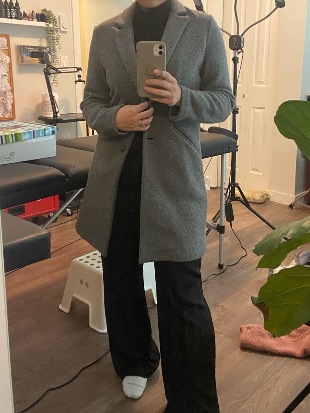 Zara Classic Gray Wool-Blend Women's Coat